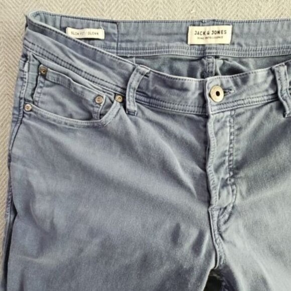 Jack & Jones Jeans Men's Glenn 36x34 Faded Navy Blue Slim Fit Button Fly - Picture 12 of 16